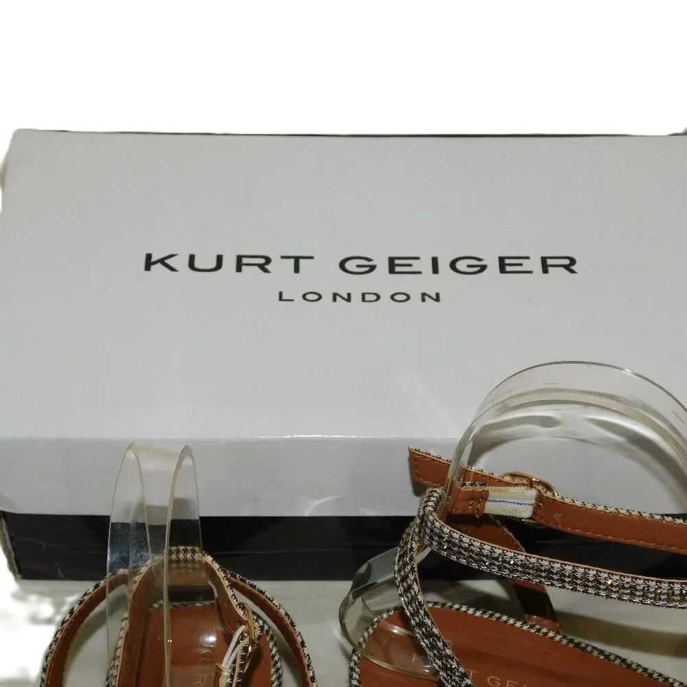 Kurt Geiger London Mini Kensington Block Heel Sandal Girls Size 2 Gold Glitz